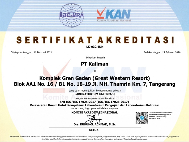 sertifikasi kalibrasi kaliman